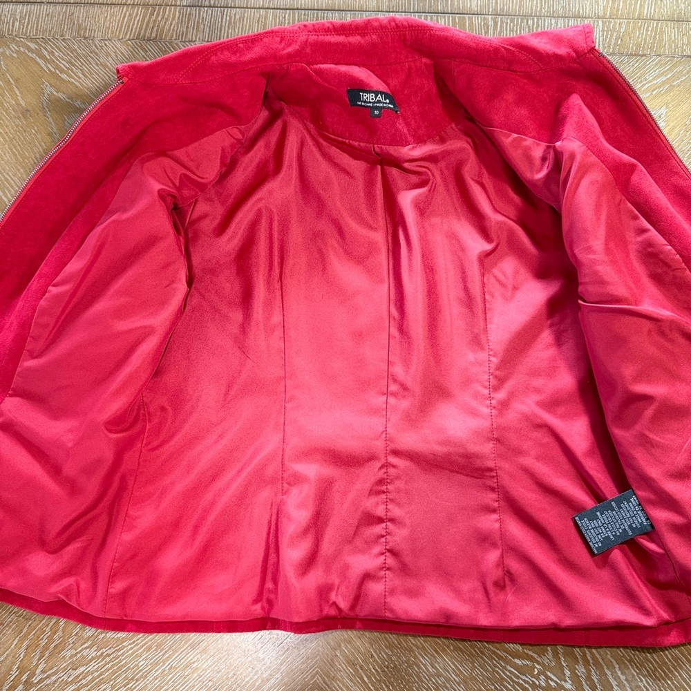 Tribal Faux Suede Women's Jacket Zip Front Pockets Size 10 - Picture 6 of 10
